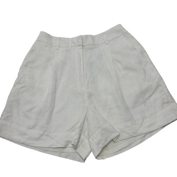 House of Harlow 1960 high rise pleated linen shorts cream white lined - Picture 1 of 7